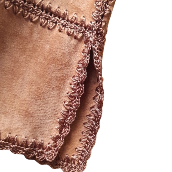 Outbrook Suede Leather Patchwork Shacket Jacket Women's Medium - Picture 5 of 16